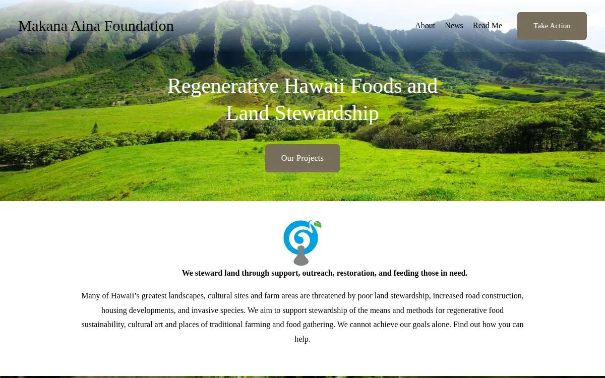 Homepage of Makana Aina Foundation