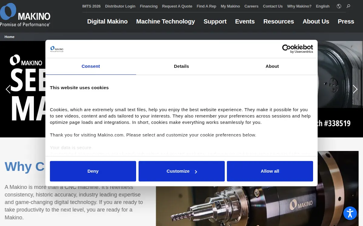 Homepage of Makino INC