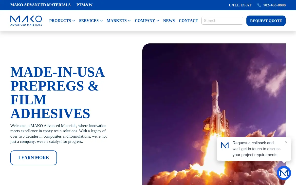 Homepage of Mako Advanced Materials, INC.