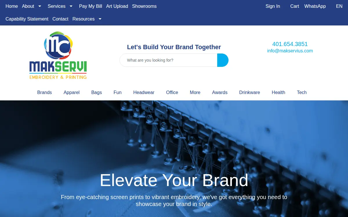 Homepage of Makservi Craft & Print LLC