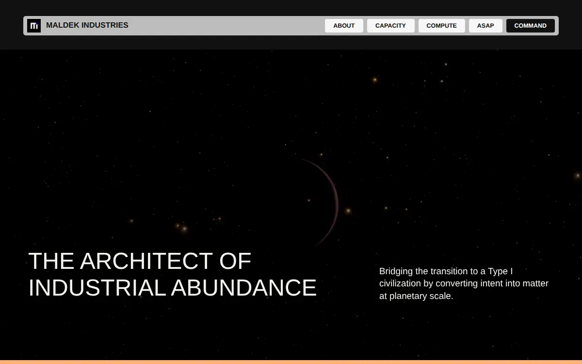Homepage of Maldek Industries INC.