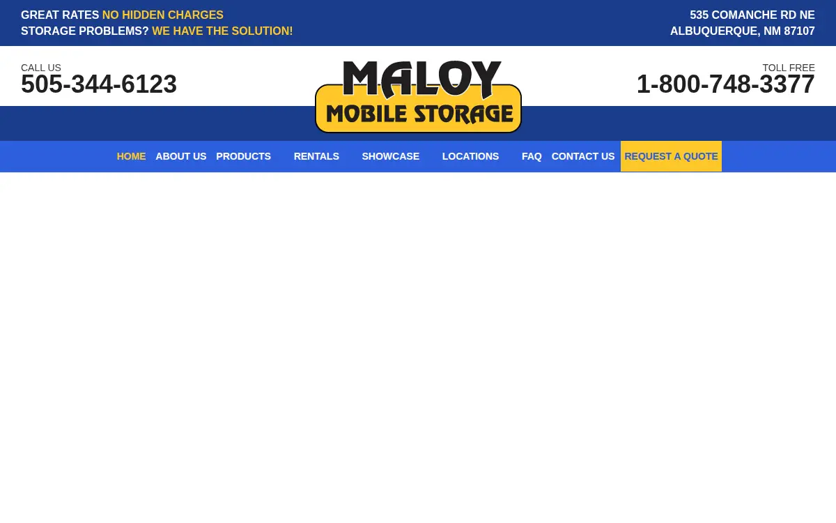 Homepage of Maloy Mobile Storage, INC