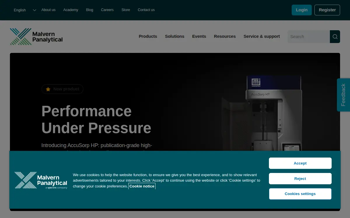 Homepage of Malvern Panalytical INC