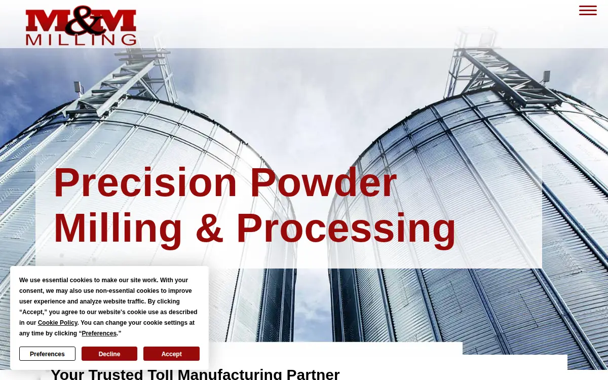 Homepage of M & M Milling, INC.