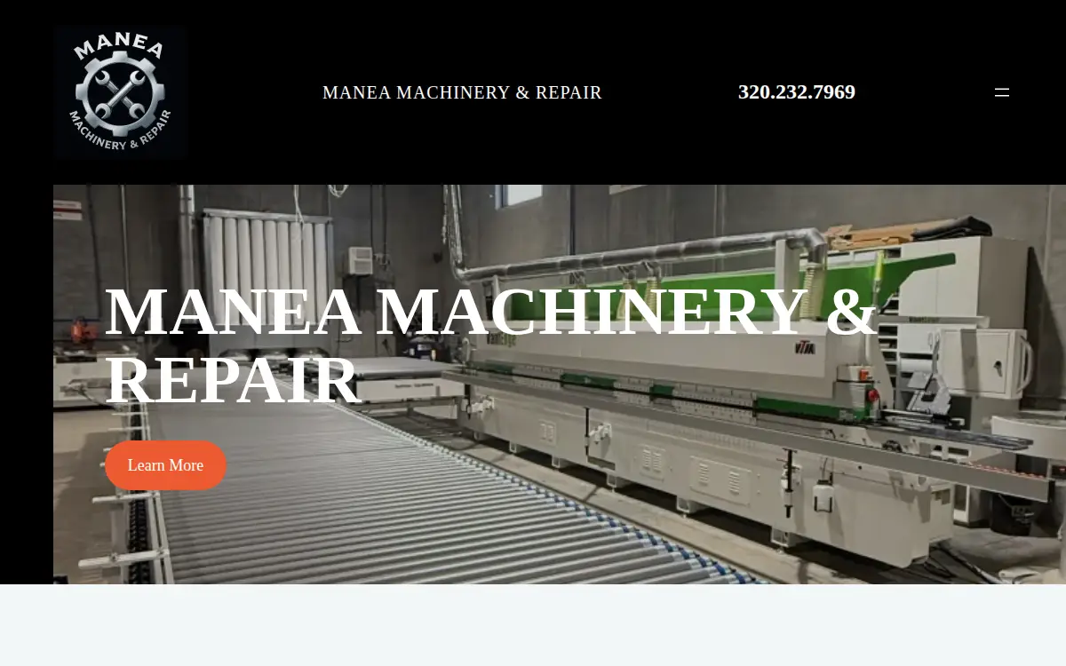 Homepage of Manea Machinery & Repair LLC