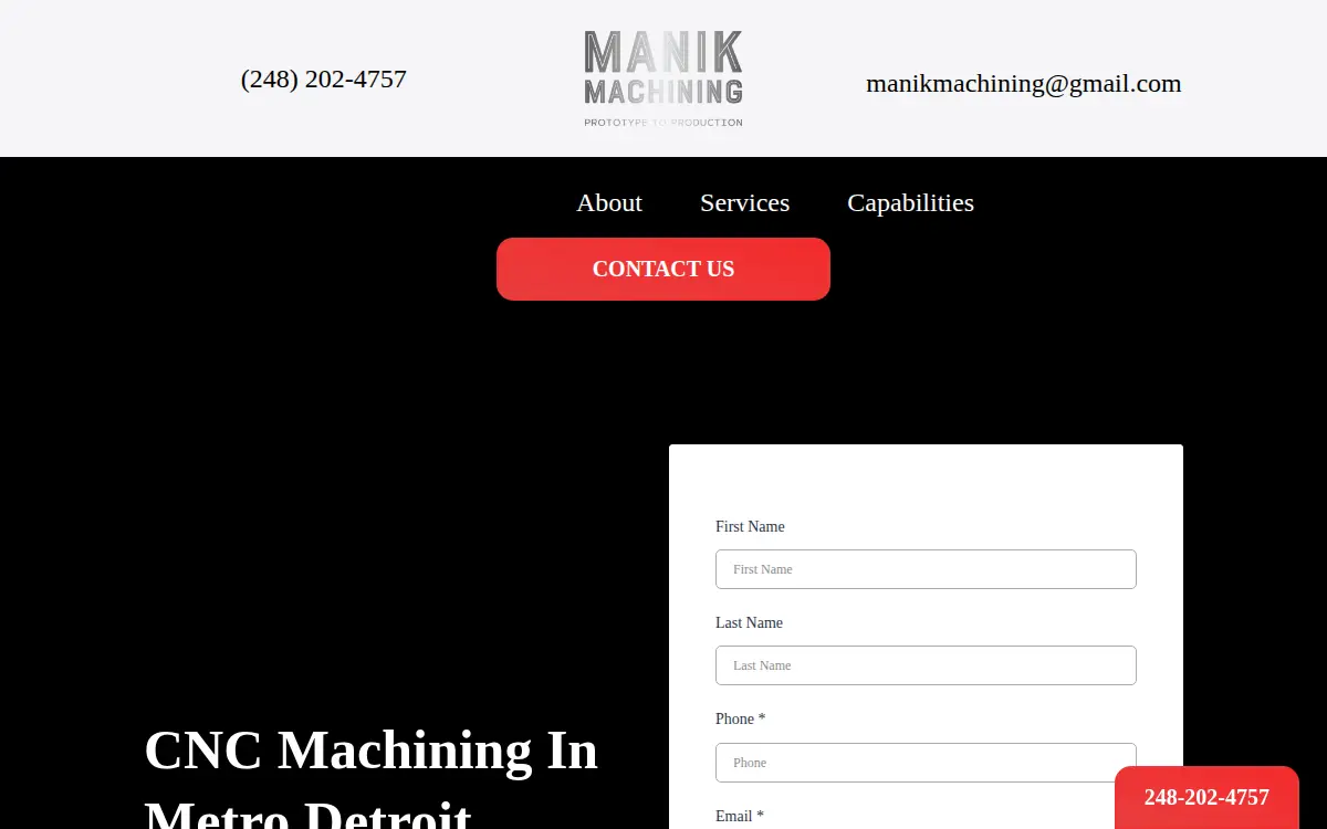 Homepage of Manik Manufacturing LLC