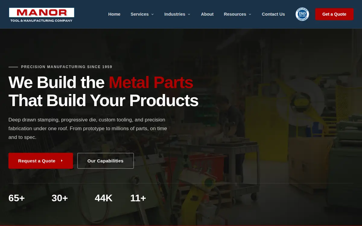 Homepage of Manor Tool & Manufacturing CO