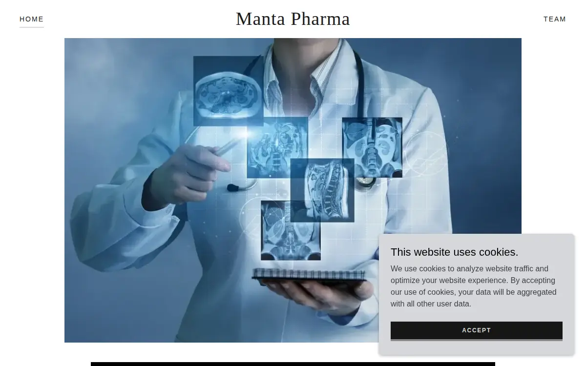 Homepage of Manta Pharma LLC