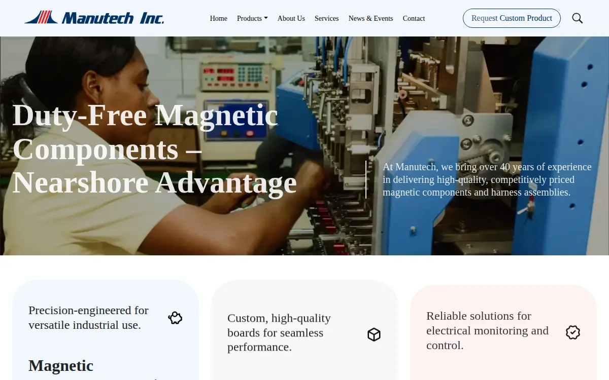 Homepage of Manutech Assembly, INC.