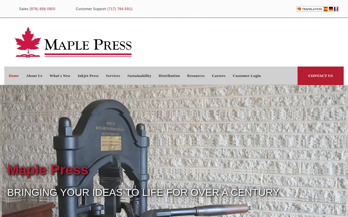 Homepage of Maple Press CO