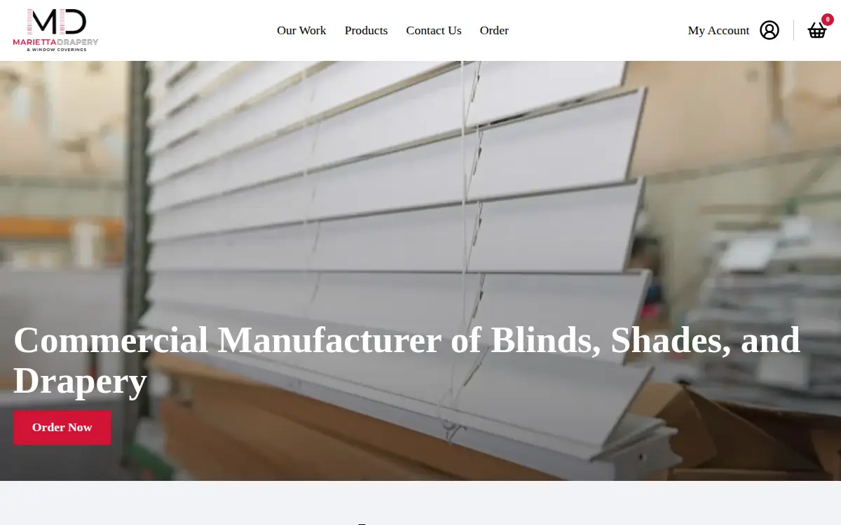 Homepage of Marietta Drapery & Window Coverings Co., INC.