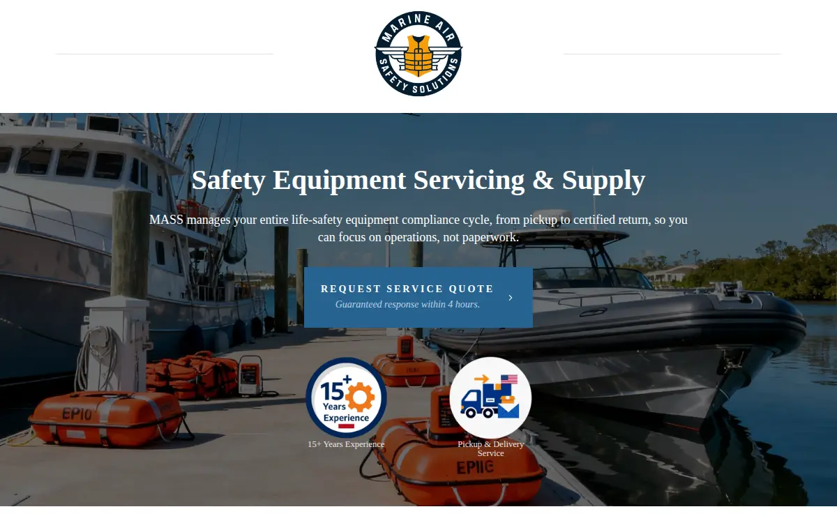 Homepage of Marine Air Safety Solutions, LLC