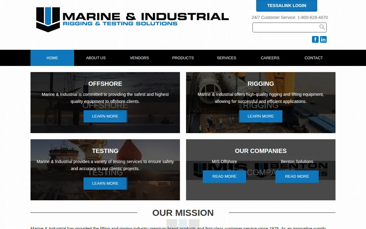 Homepage of Marine & Industrial Supply Company, INC.