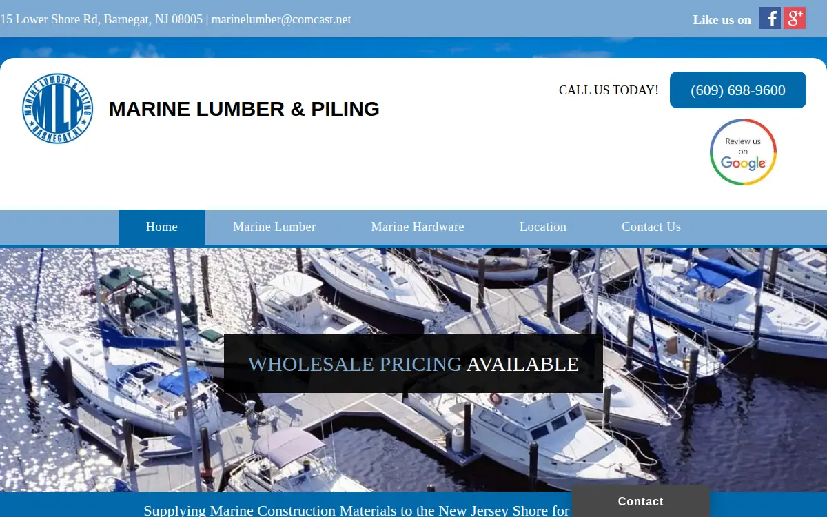 Homepage of Marine Lumber & Piling LLC