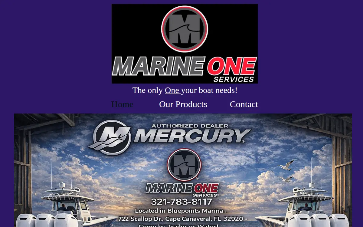 Homepage of Marine One Services INC