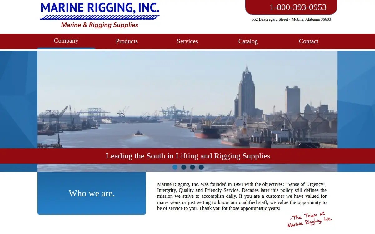 Homepage of Marine Rigging INC