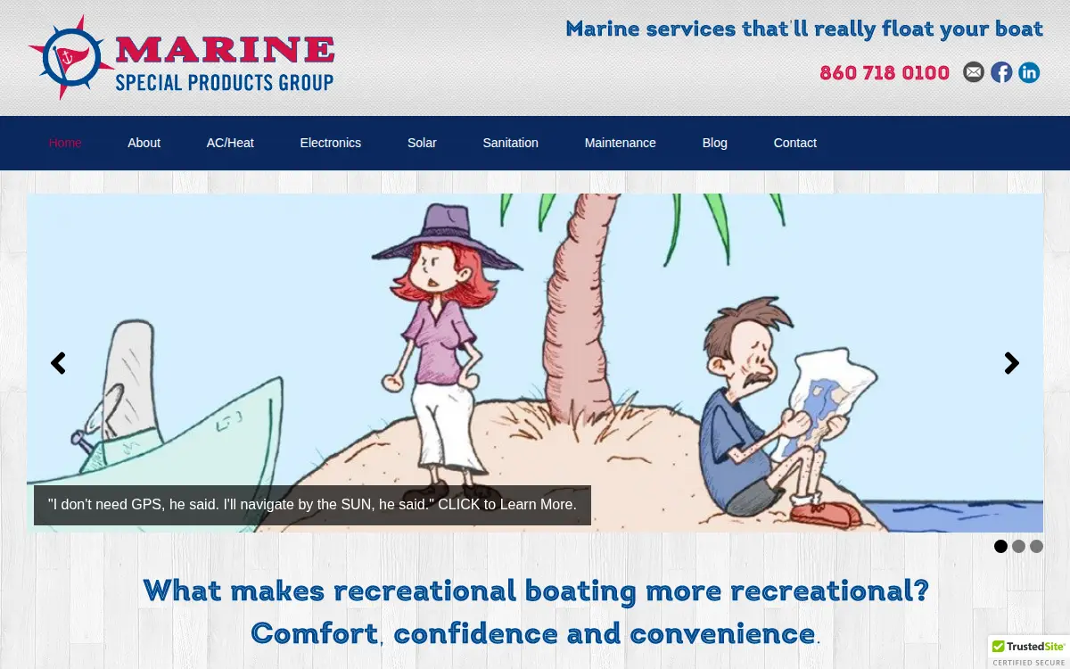 Homepage of Marine Special Products Group, LLC