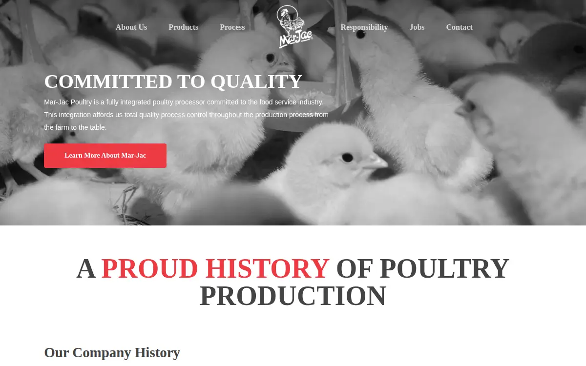 Homepage of Mar-jac Poultry, INC.
