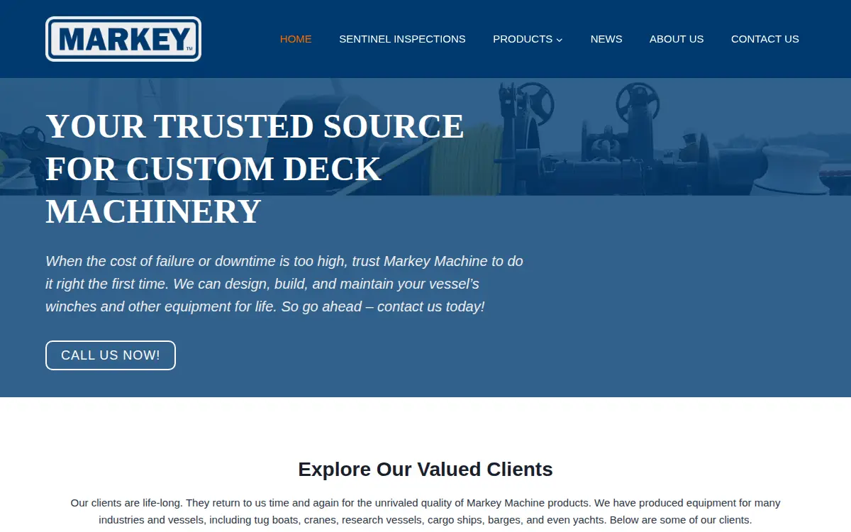 Homepage of Markey Machine LLC