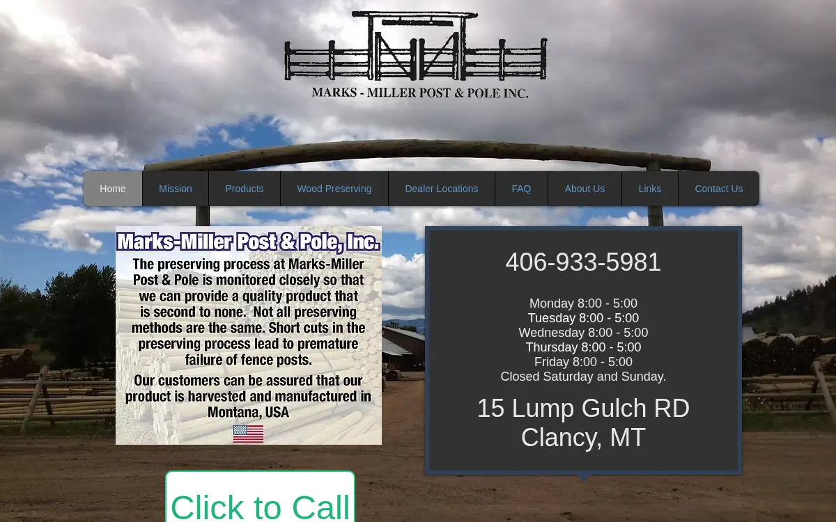Homepage of Marks-miller Post and Pole, Incorporated
