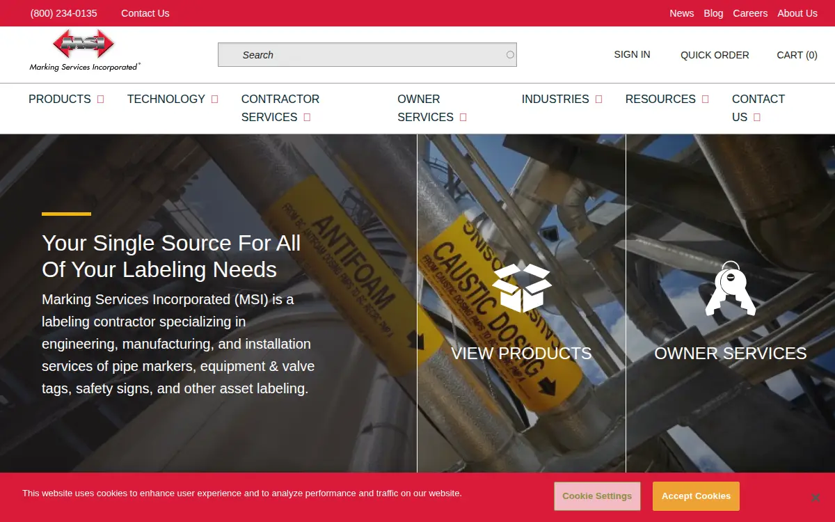 Homepage of Marking Services INC