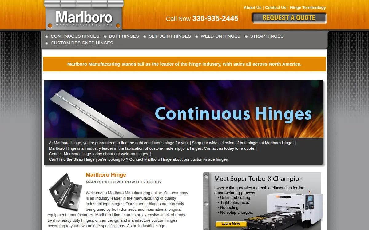 Homepage of Marlboro Manufacturing INC