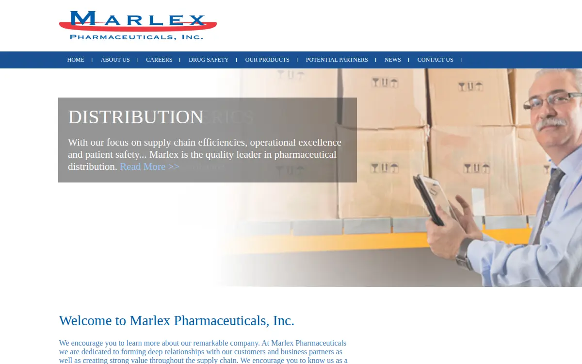 Homepage of Marlex Pharmaceuticals INC