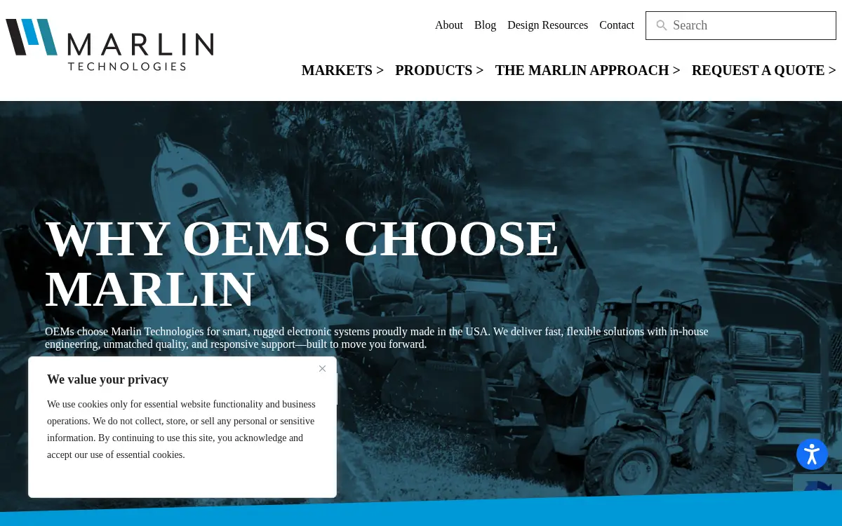 Homepage of Marlin Technologies, INC.