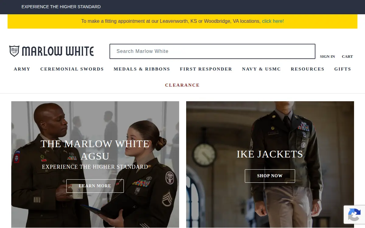 Homepage of Marlow White Uniforms INC