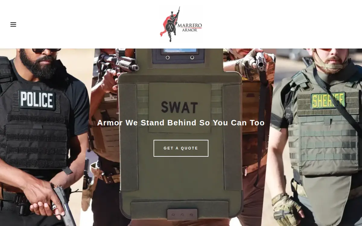 Homepage of Marrero Armor, LLC