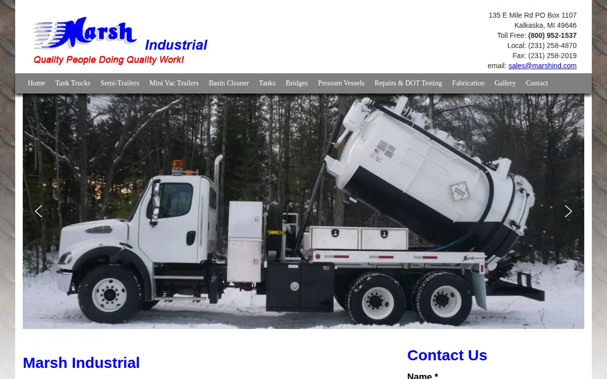 Homepage of Marsh Industrial Services, INC.