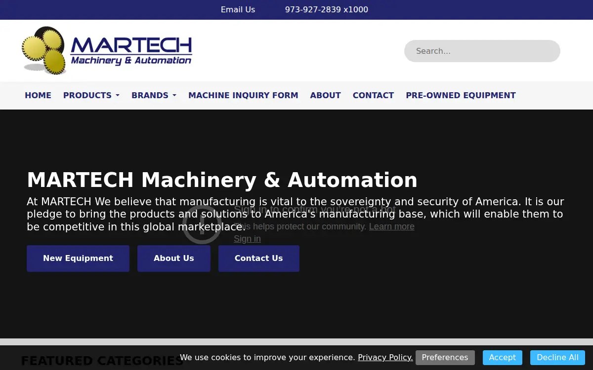 Homepage of Martech Machinery & Automation LLC