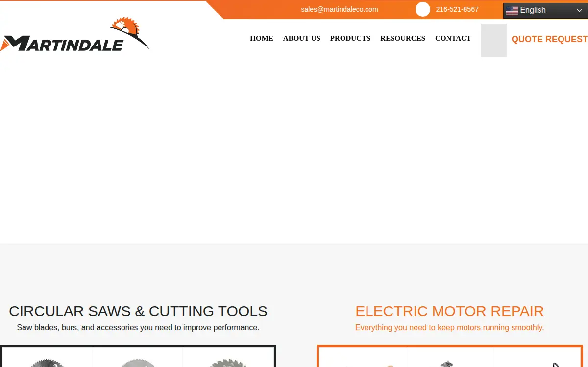 Homepage of Martindale Electric Company, the