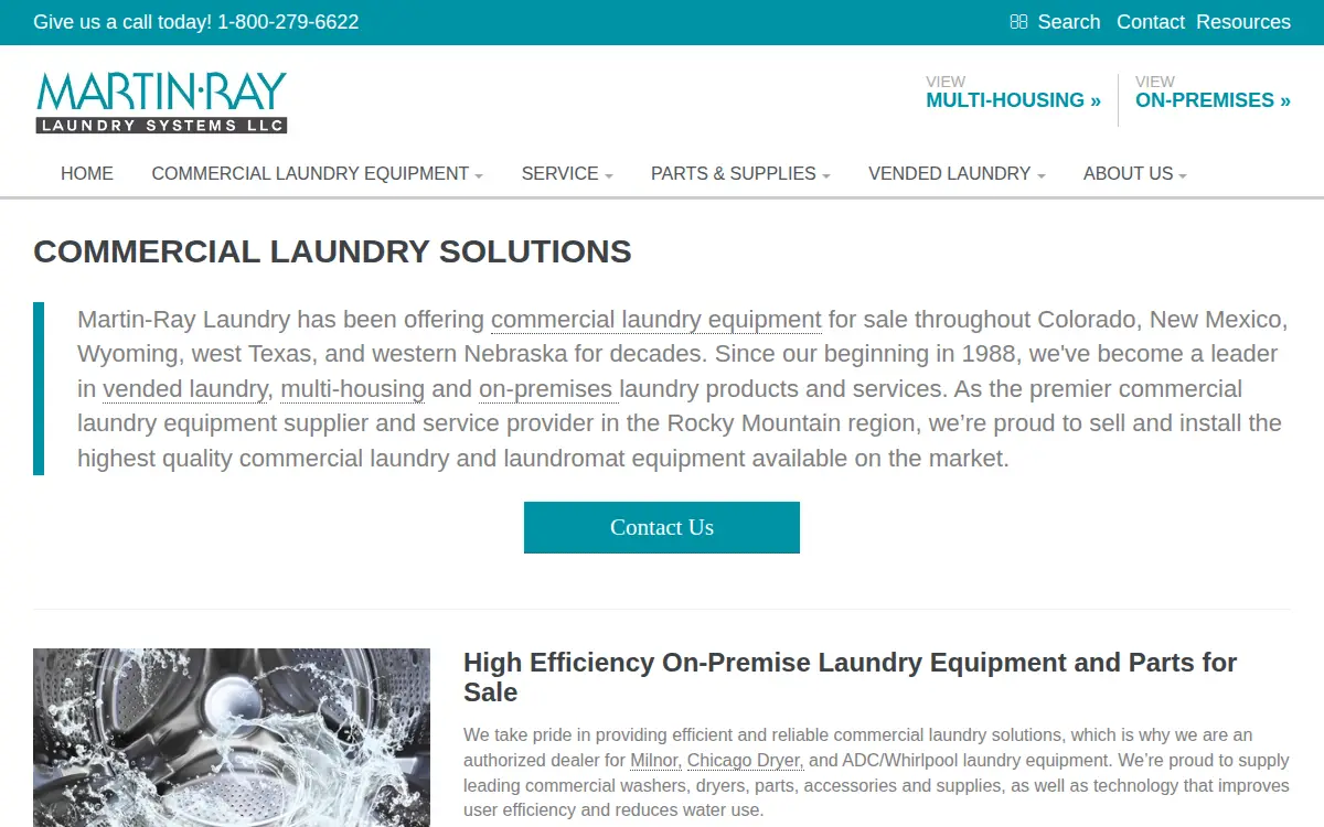 Homepage of Martin-ray Laundry Systems, INC