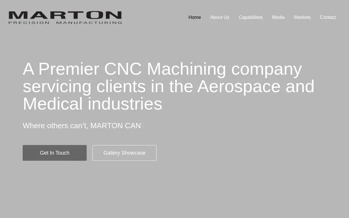 Homepage of Marton Precision Manufacturing, LLC