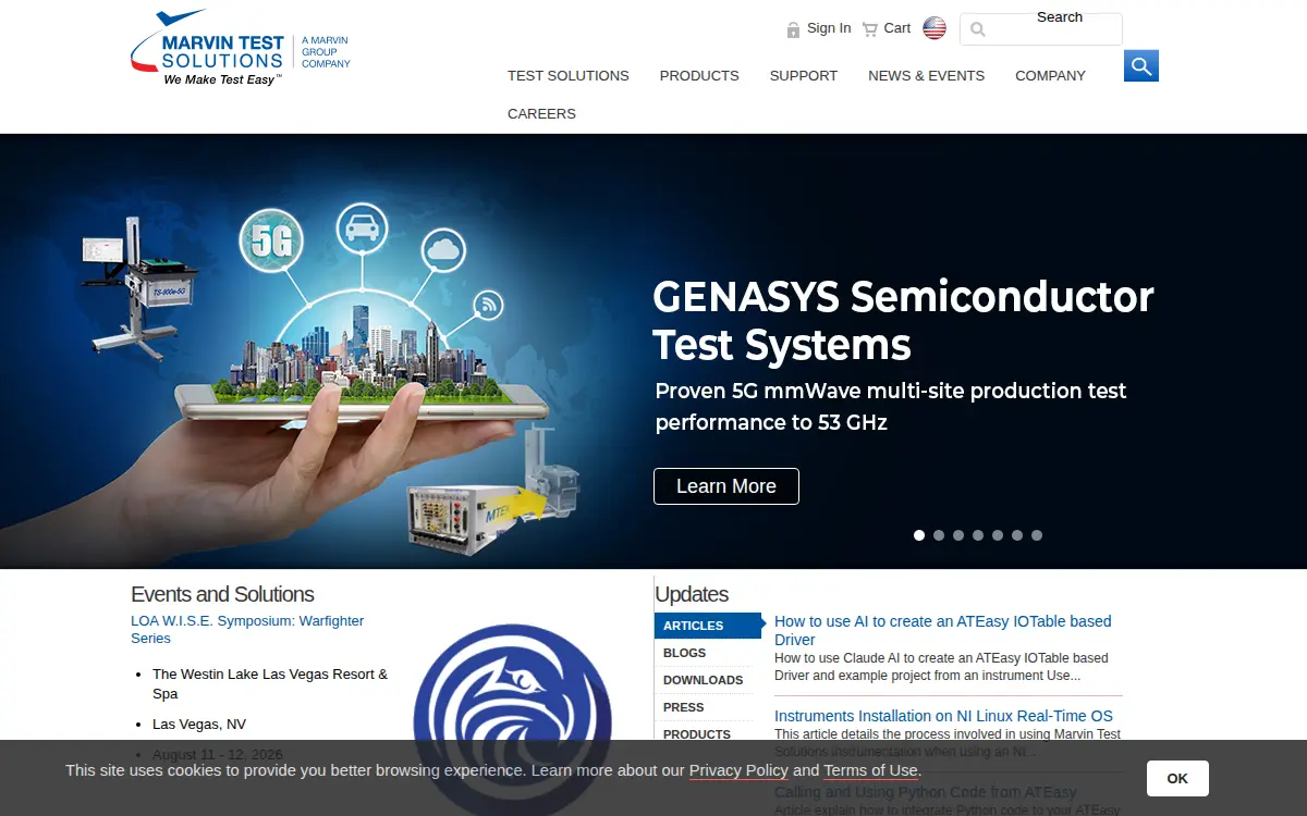 Homepage of Marvin Test Solutions, INC.