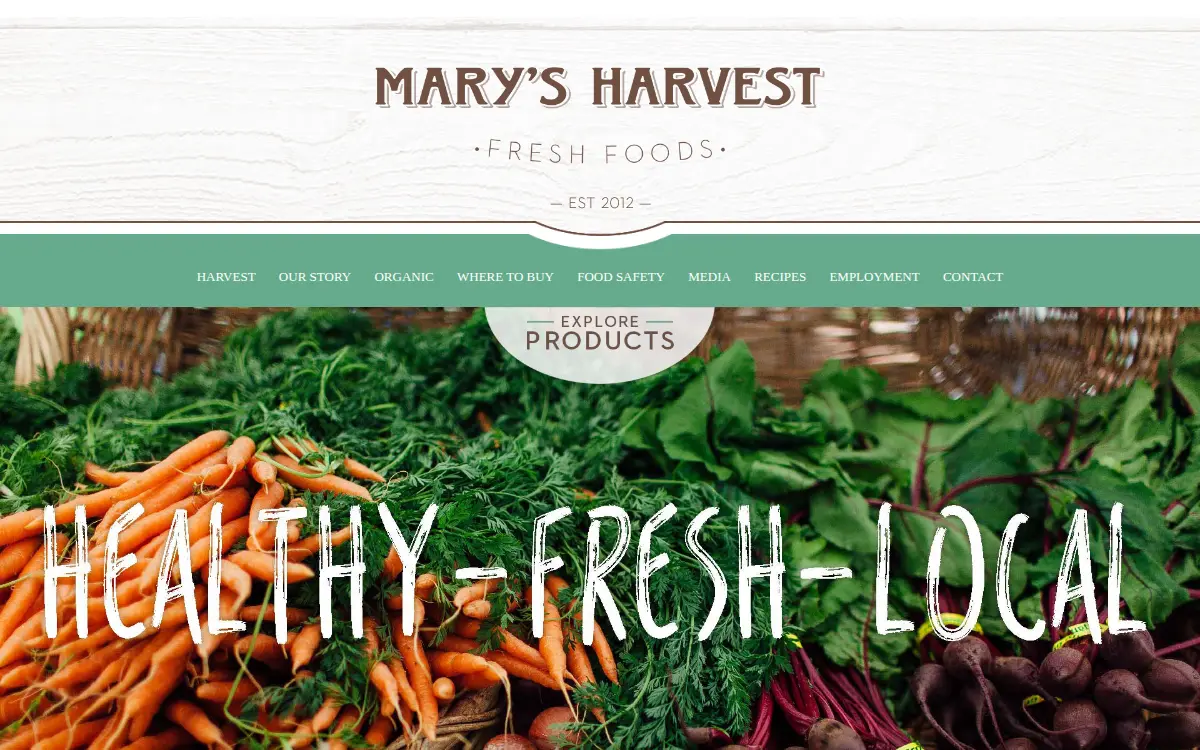 Homepage of Mary's Harvest Fresh Foods, INC.
