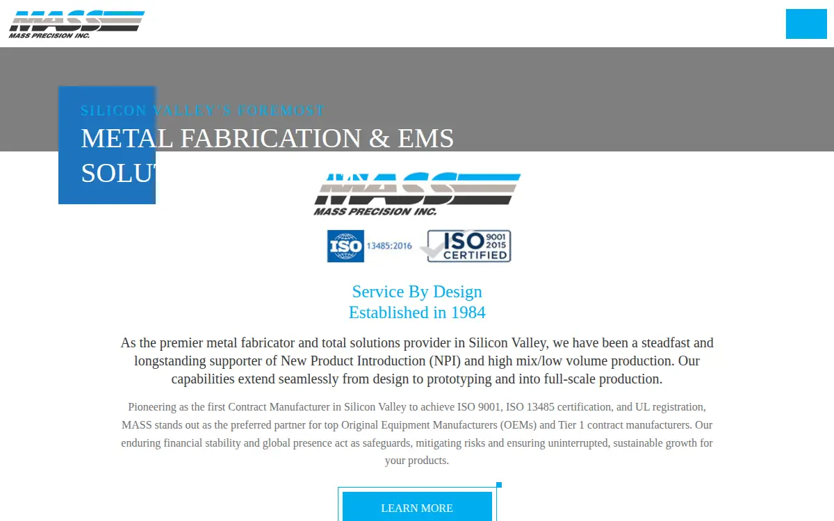 Homepage of Mass Precision, INC.