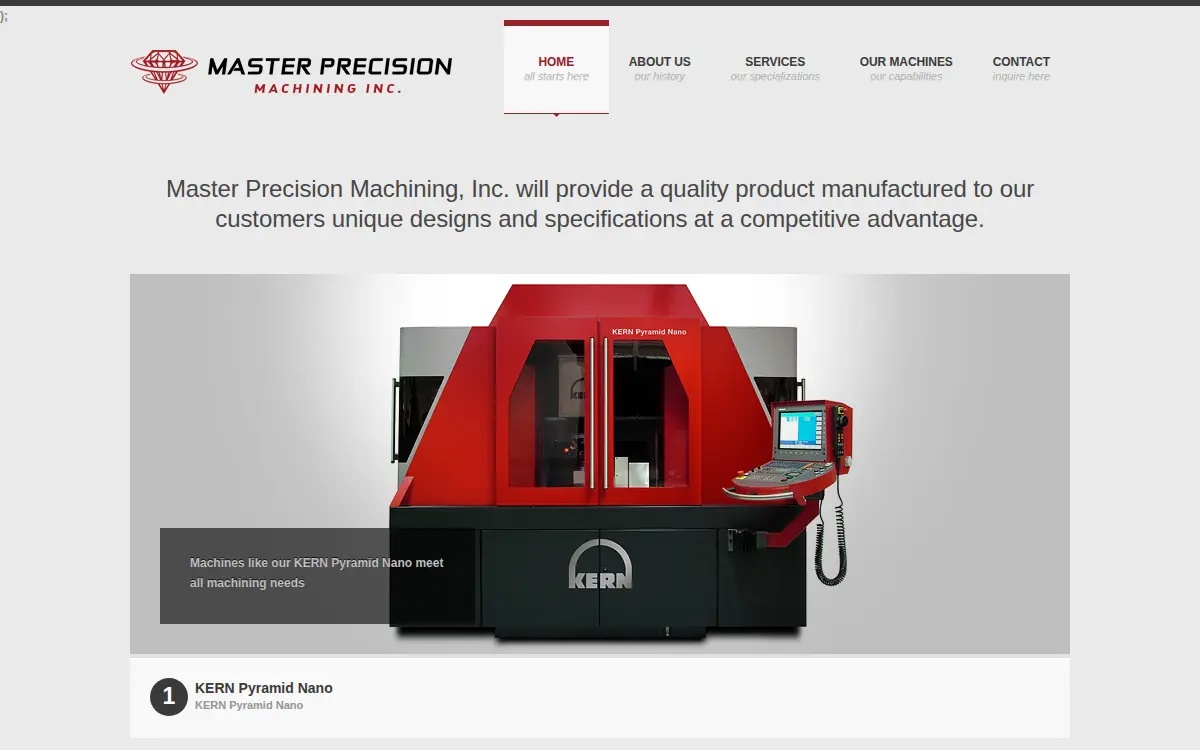 Homepage of Master Precision Machining