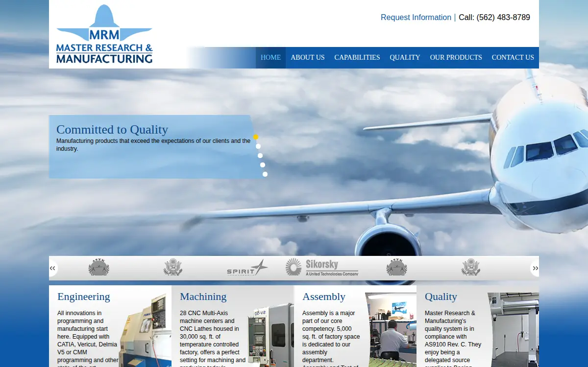 Homepage of Master Research & Manufacturing, INC.