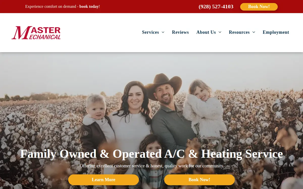 Homepage of Master Mechanical, INC.