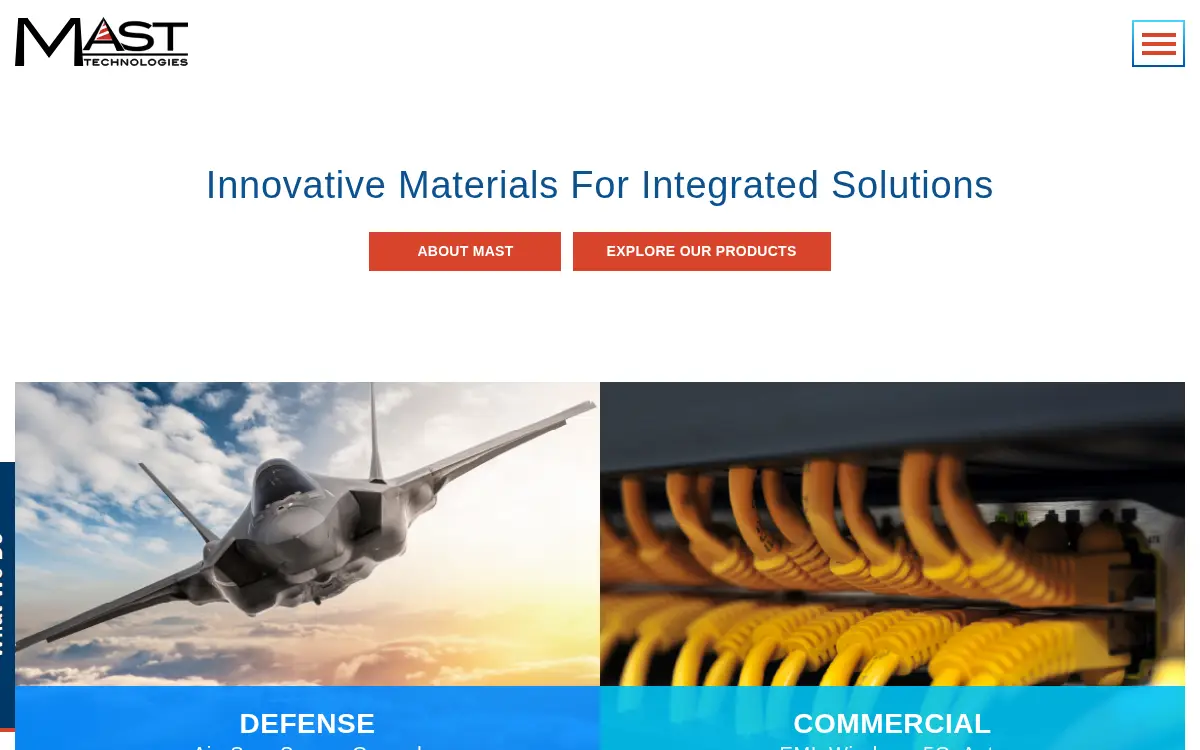 Homepage of Mast Technologies, LLC