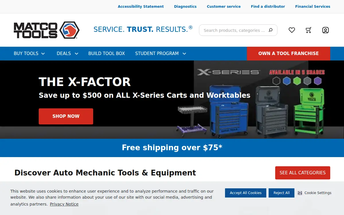 Homepage of Matco Tools CORP