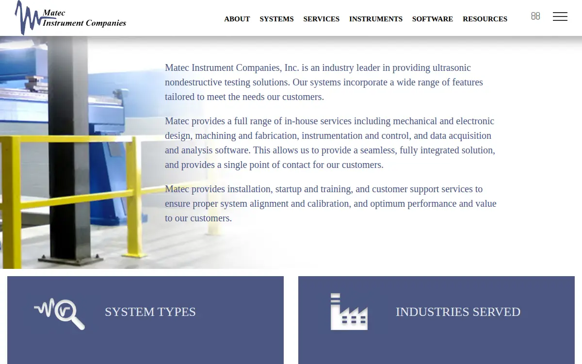 Homepage of Matec Instrument Companies, INC.
