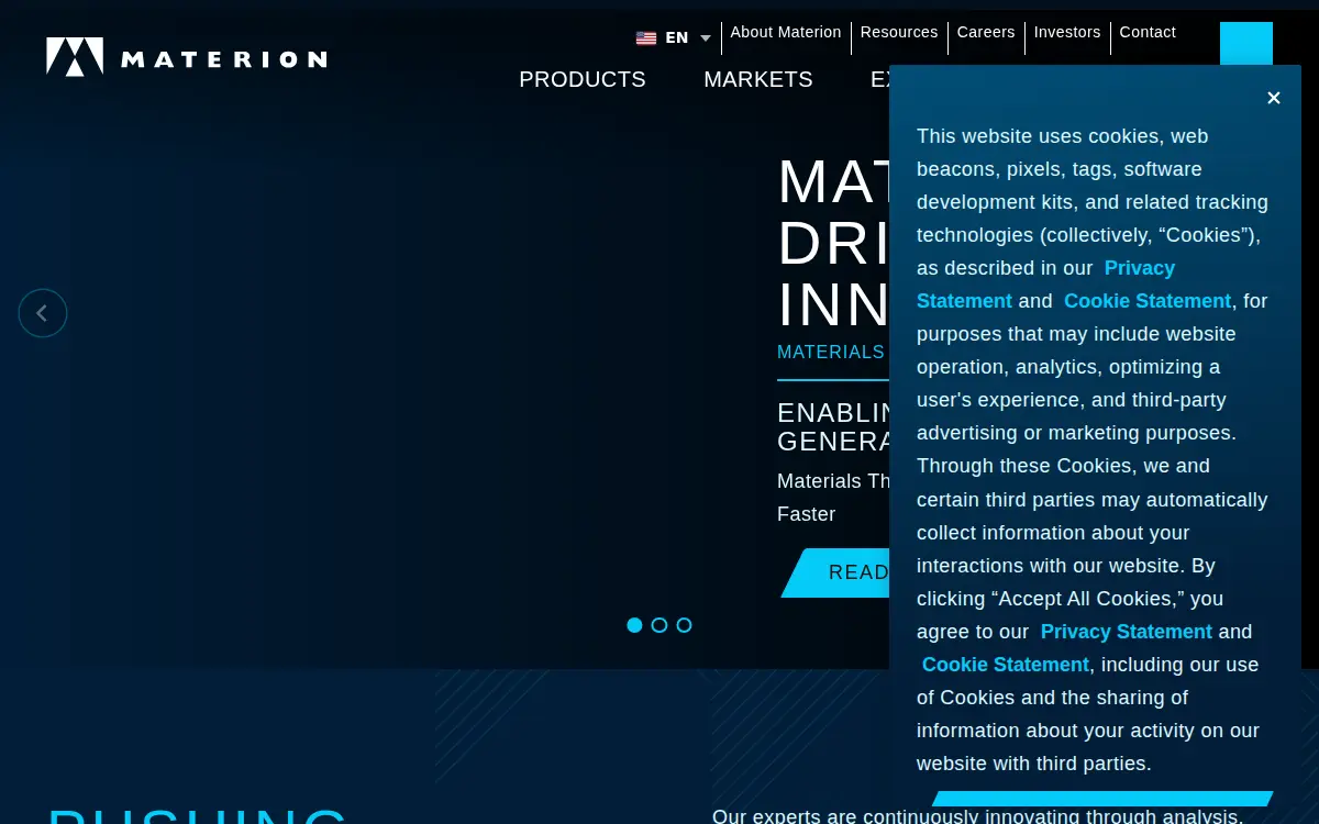 Homepage of Materion Brush INC