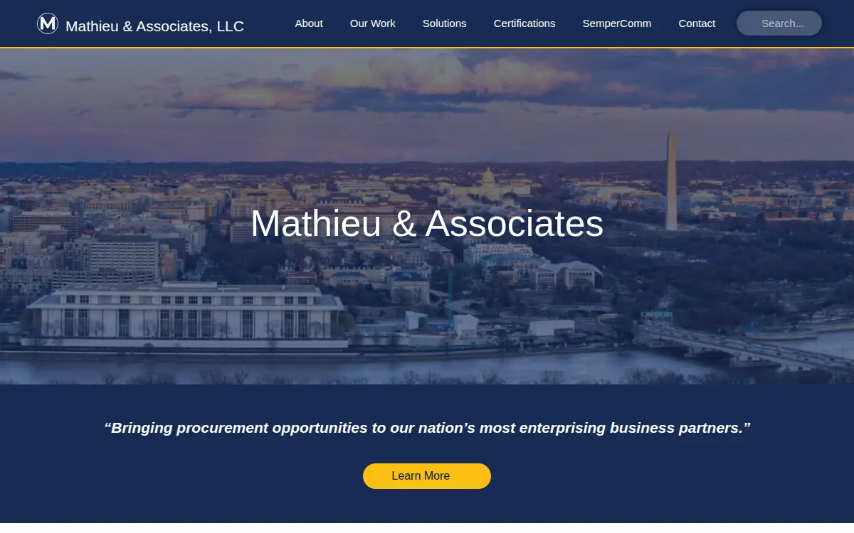 Homepage of Mathieu & Associates LLC