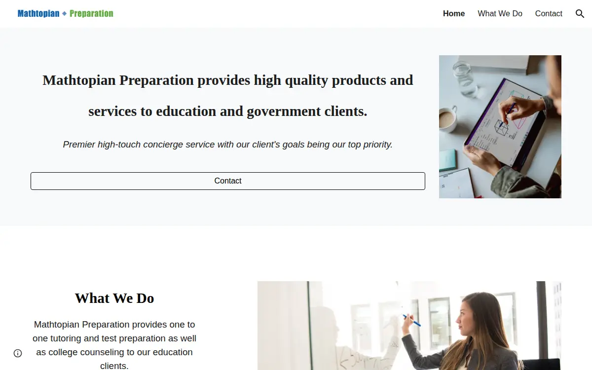 Homepage of Mathtopian Preparation, INC.