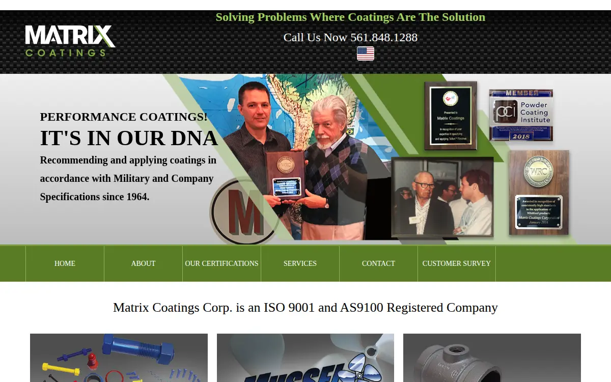 Homepage of Matrix Coatings CORP.