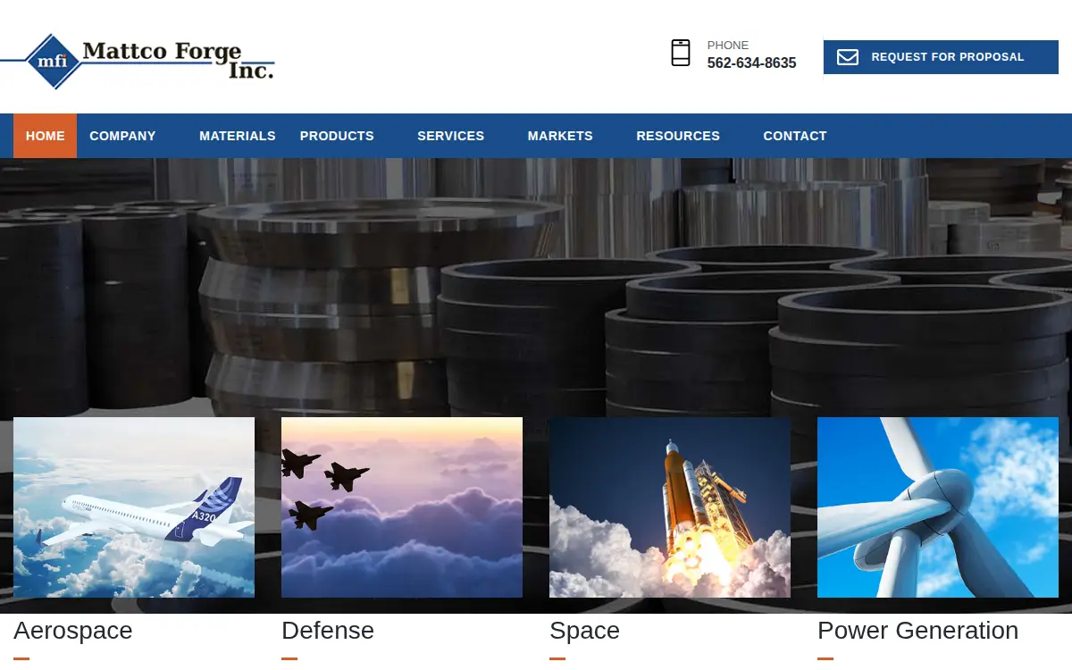 Homepage of Mattco Forge, INC.