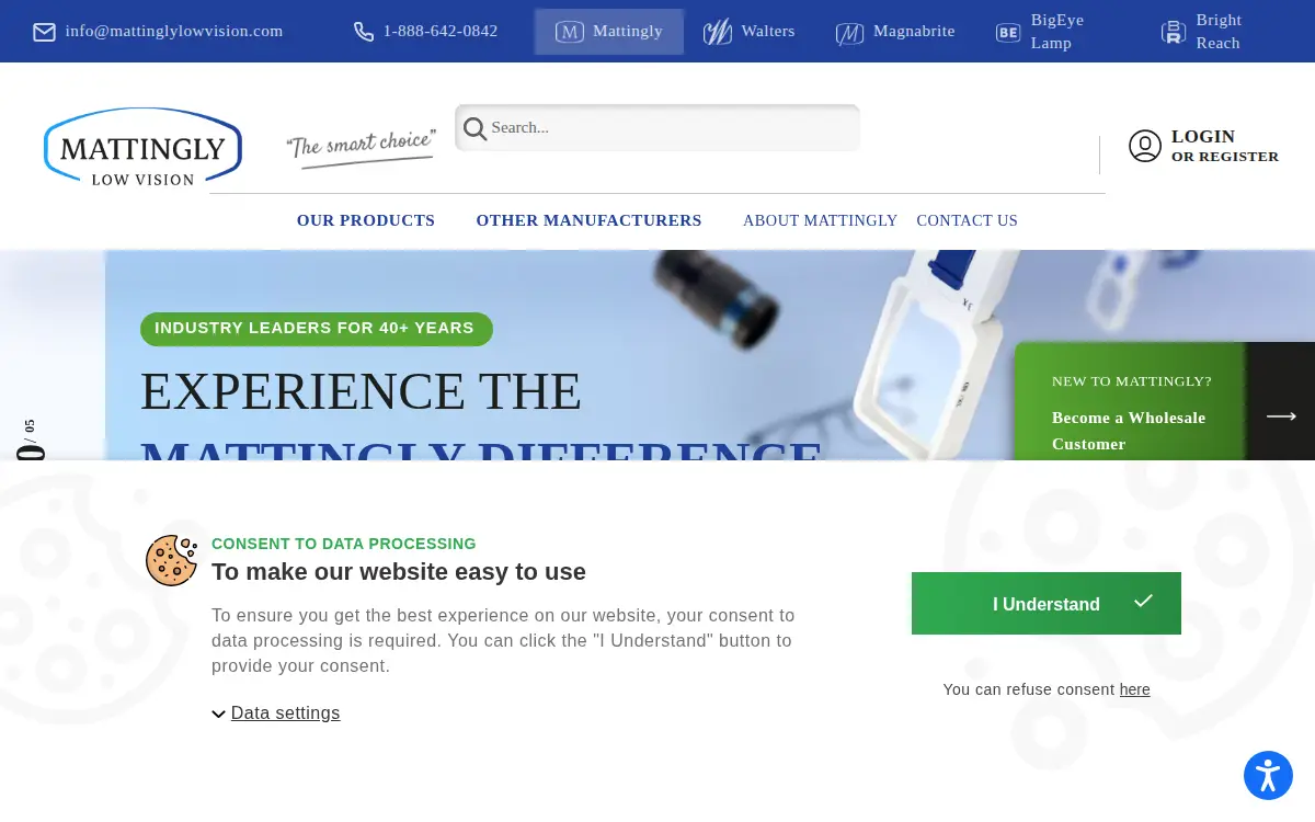 Homepage of Mattingly Low Vision INC